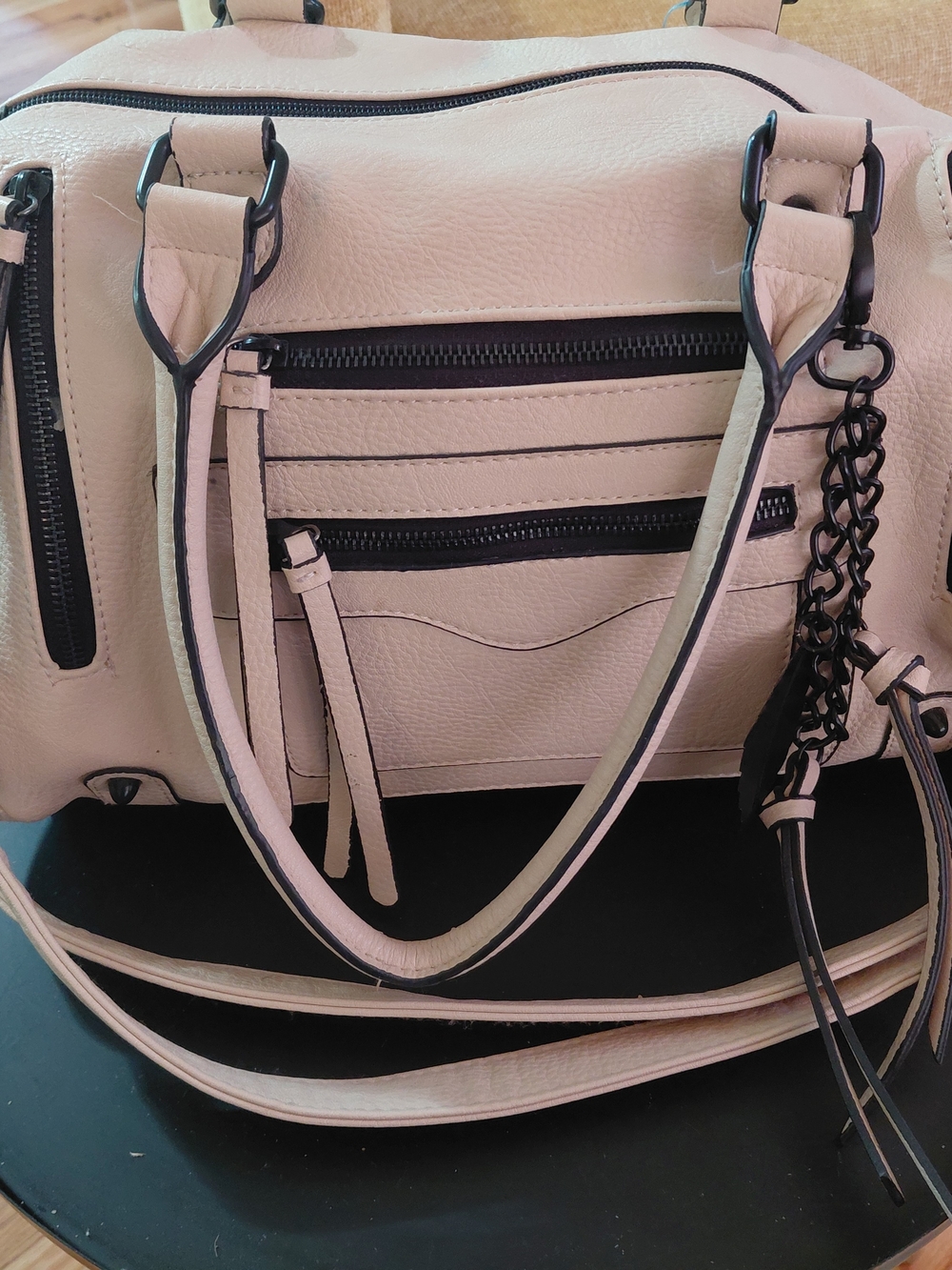 Women's Blush Pink Faux Leather Satchel Bag